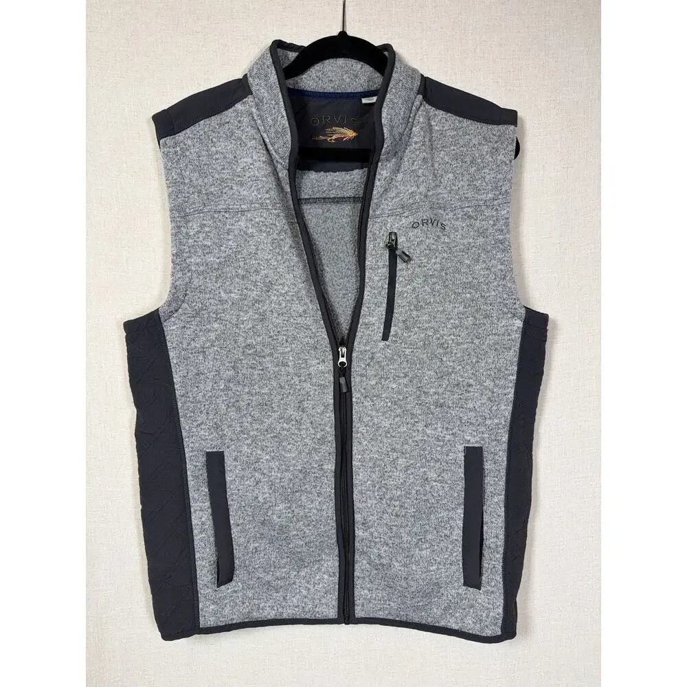 Orvis Men's Full Zip Fleece Vest | Grey | Zip Pockets |‎ Size L | Travel Layer